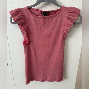 J. Crew Vintage rib ruffle boatneck tank top in stripe Size XXS